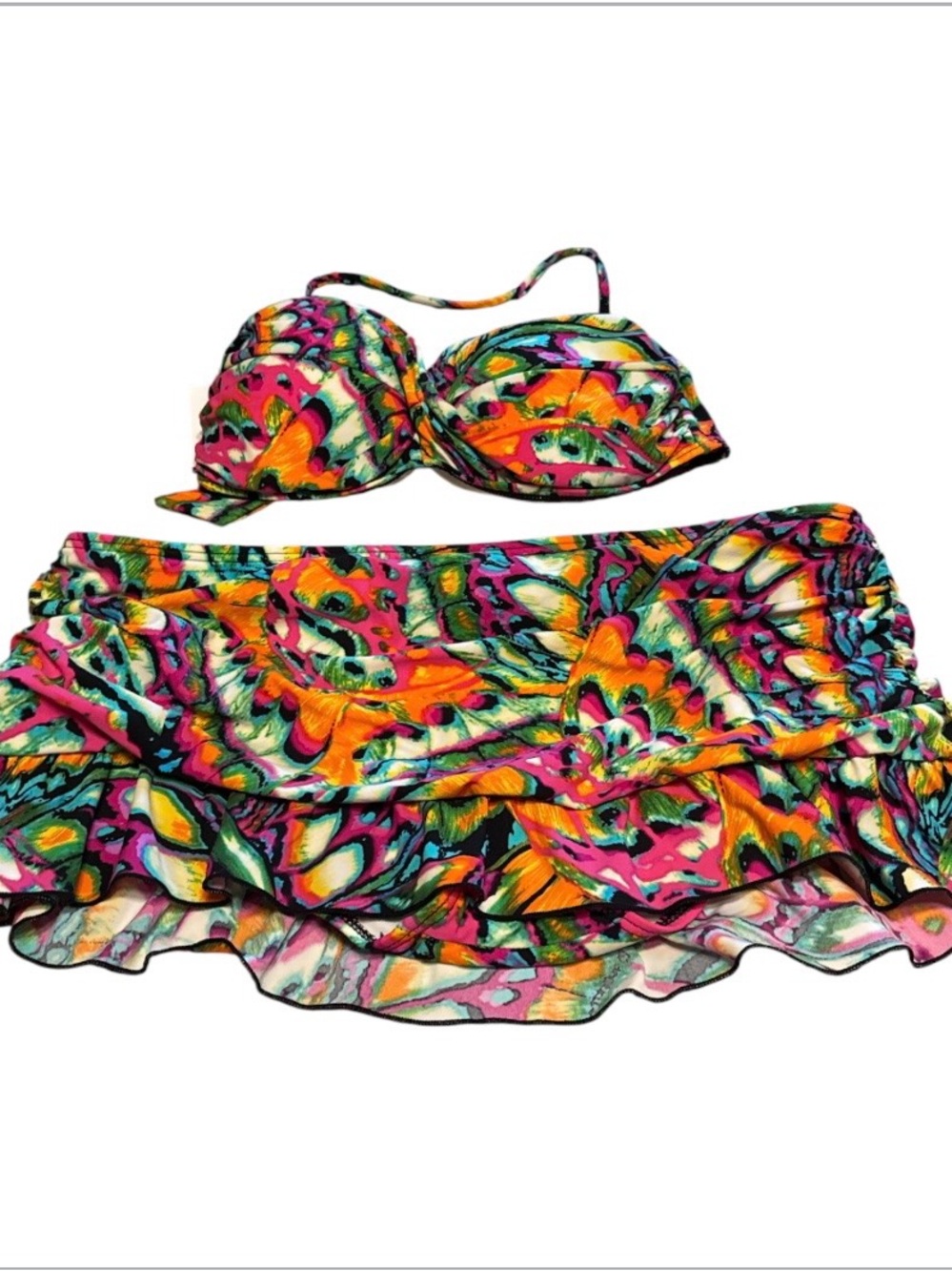 Kenneth Cole Reaction Multicolor Floral Bikini Set - Pink, Orange, Green, Blue